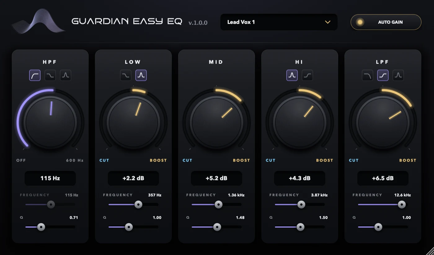 หน้าตา Plug-in Guardian Easy EQ